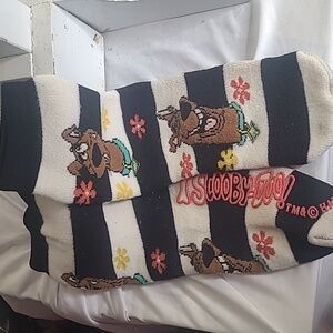 Super thick black white striped Scooby Doo socks
